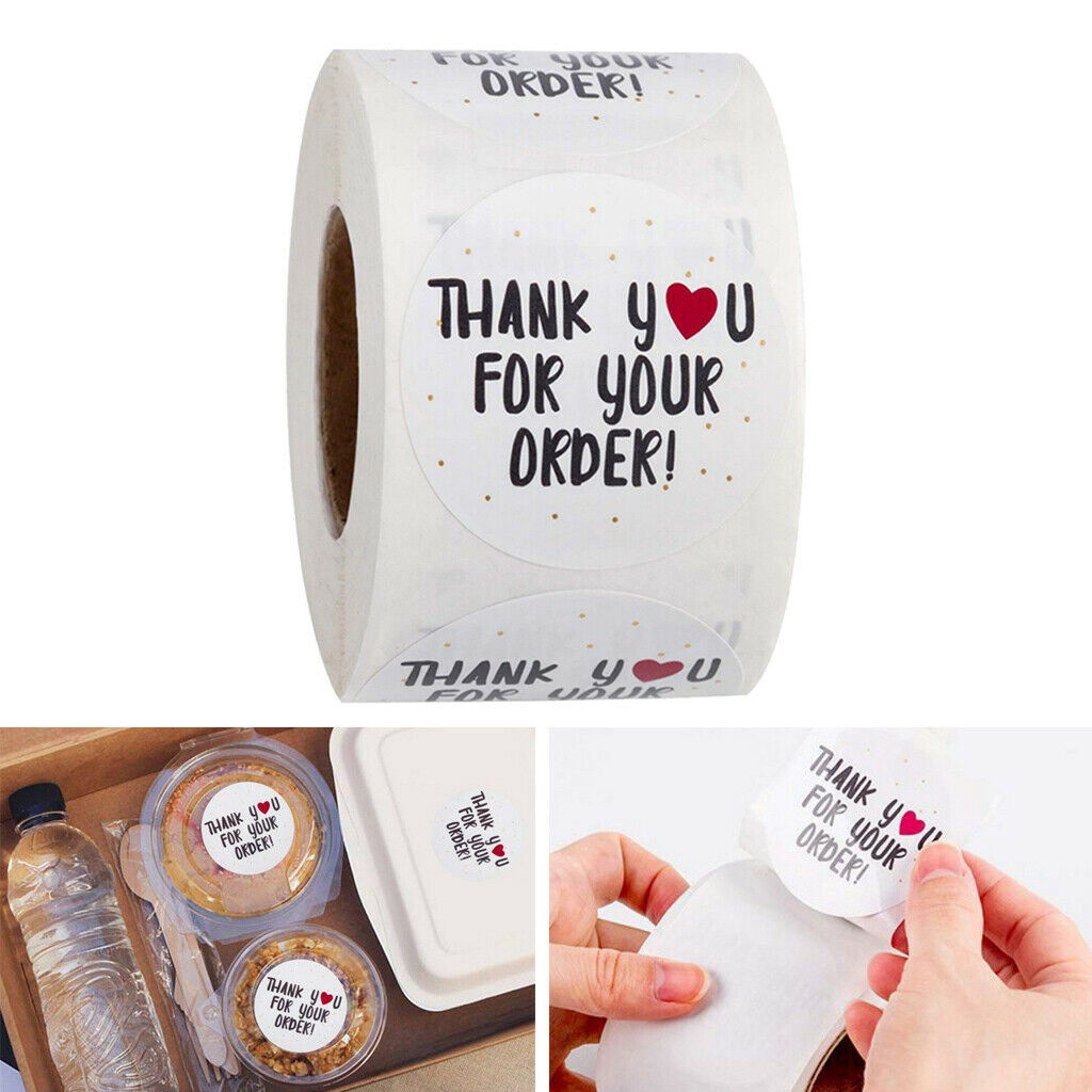 1000Pcs Handmade THANK YOU FOR YOUR ORDER Stickers Round Paper Labels DIY 1"
