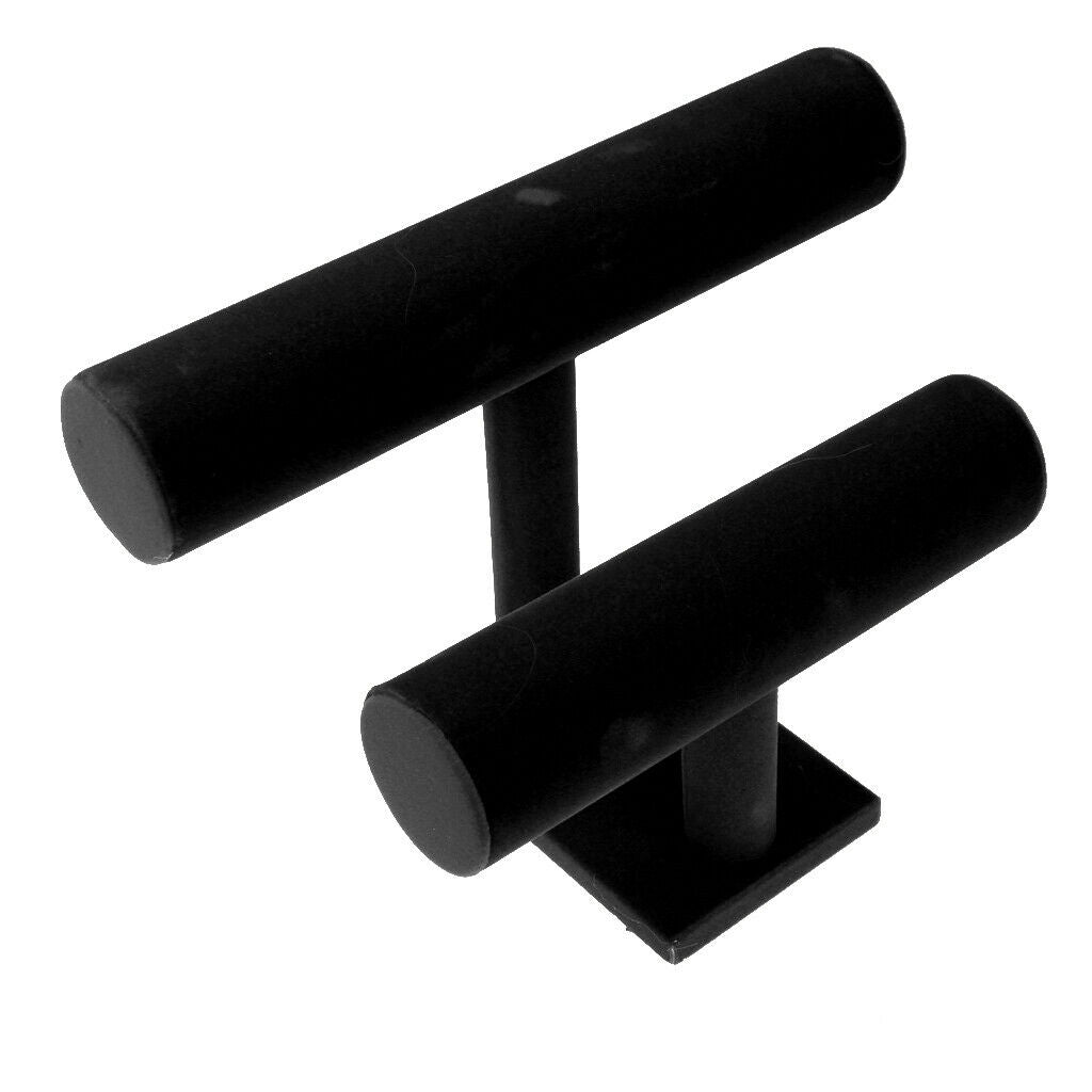 2Pcs 2-Tier Jewelry Hard Display Stand Holder Bracelet Chain Watch T-bar Hot
