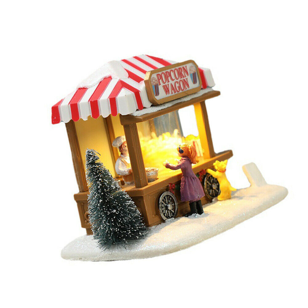 Christmas Light Up Popcorn Wagon Xmas Decoration Craft Ornament  Desktop Gifts