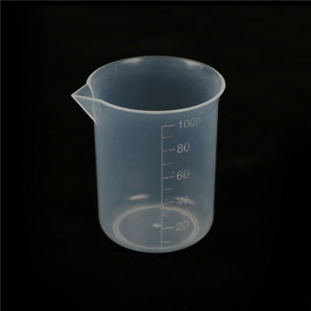 2pcs 100mL Clear Plastic Graduated Measuring Cup Jug Beaker Lab To.l8