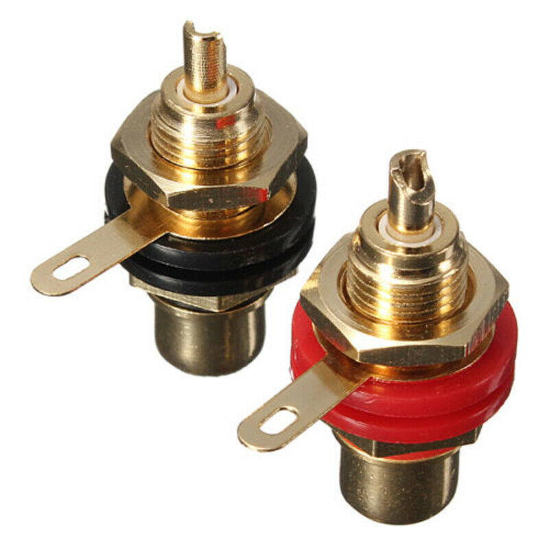 2pcs RCA Panel Phono Female Audio Socket Amplifier Plug Jack Adapter Connectors