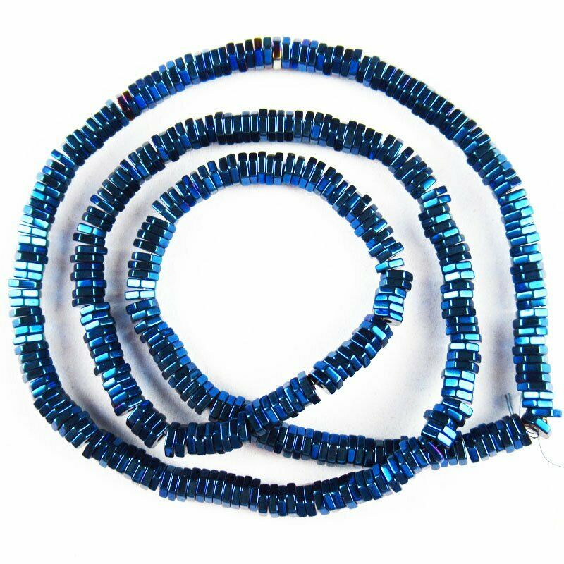 Faceted Blue Hematite Hexagon Pendant Loose Bead 15.5 inch 4x1mm 20g A-469TS