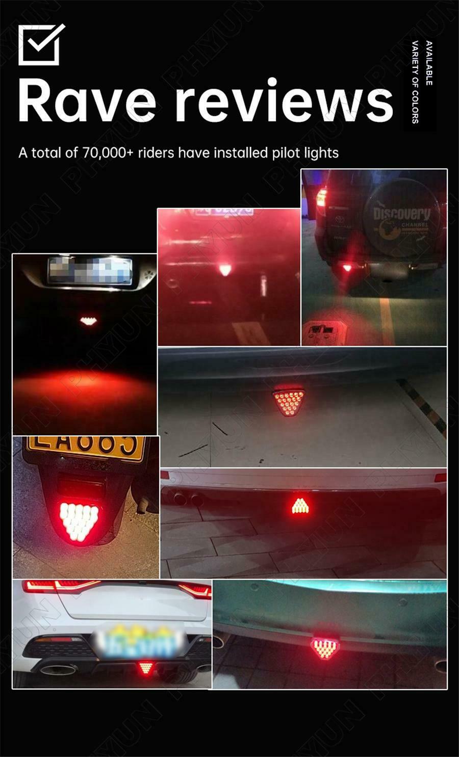 12LED Red Triangle Low Third Brake Lamp Remote Control 3rd Brake Light Universal
