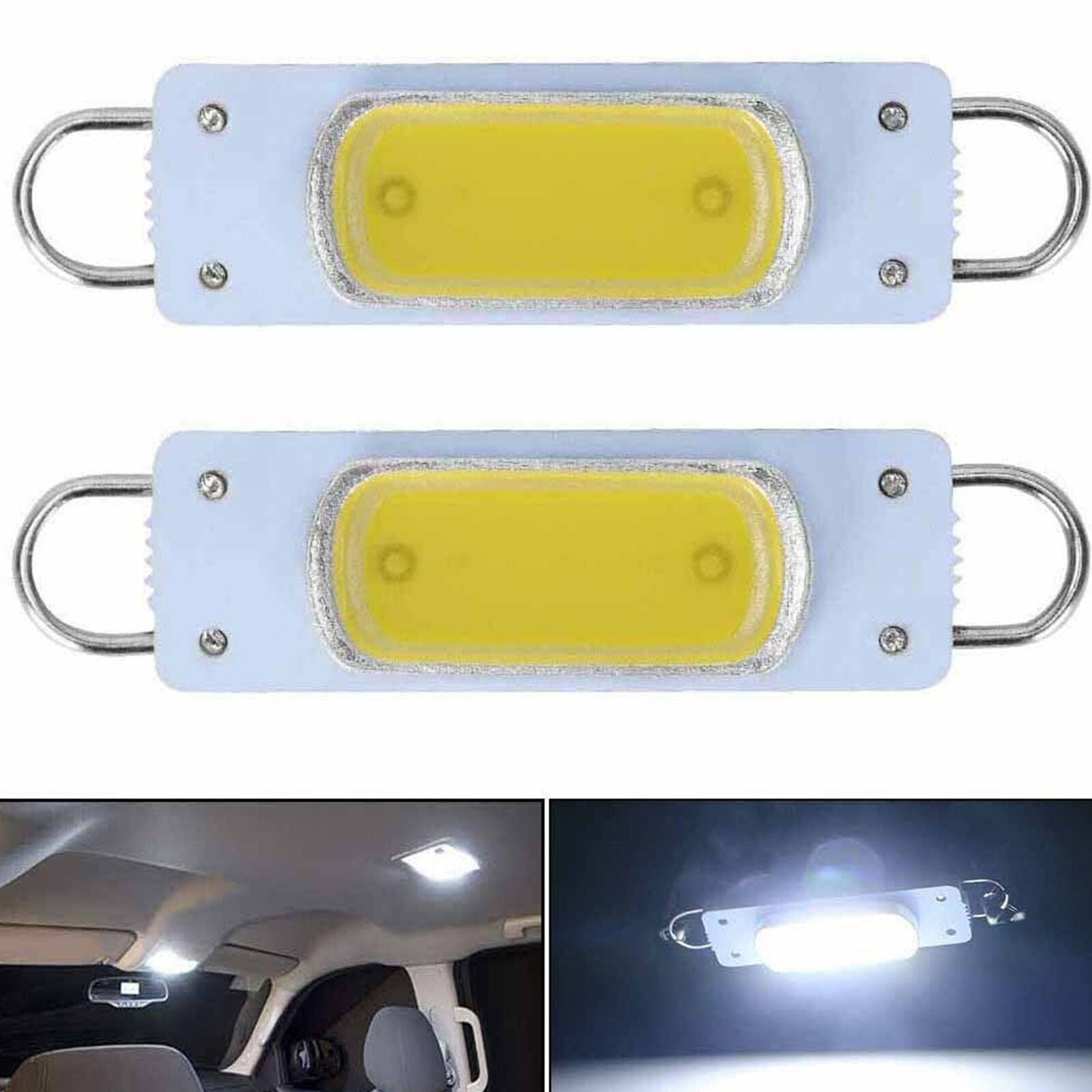 2x Super White 44mm COB Rigid Loop Festoon LED Light Bulb 561 562 567 564 212-2