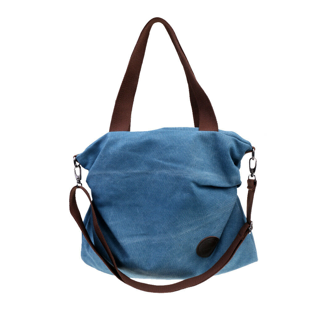Women Travel Shopping Canvas Large Capacity Shoulder Bag Tote Handbag Blue