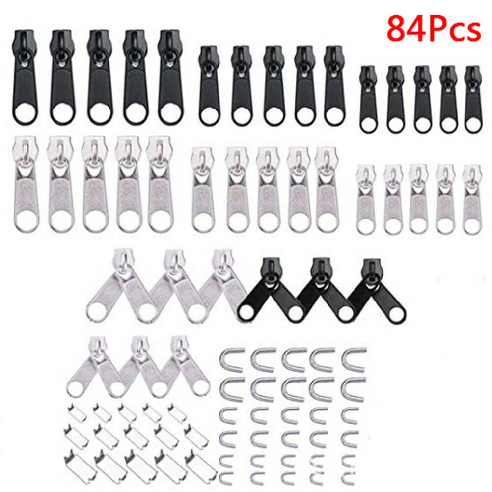 84Pcs Replacement zipper repair kit easy pull metal zipper heads install tdJ SJ