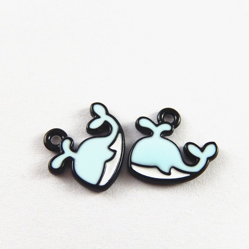 20 pcs Enamel Zinc Alloy Cute Whale Charms Pendant Jewelry Craft Findings 51855