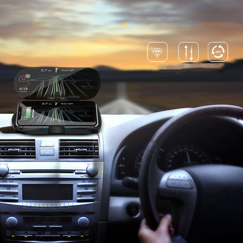 Car Qi Wireless Charger HUD Cell Phone Navigation Bracket Holder Head-up Display