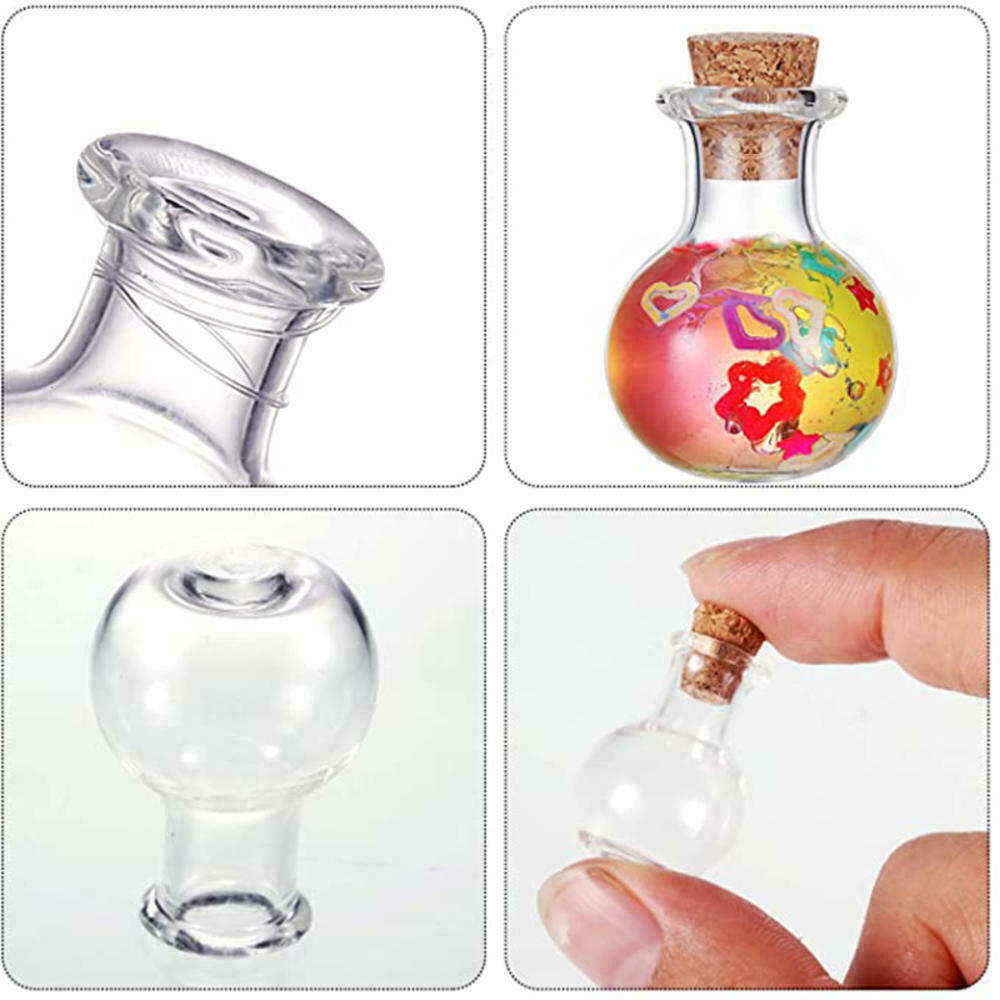 10 x Small Glass Vials With Cork Top Tiny Bottles Little Empty Jars Mini Bottles