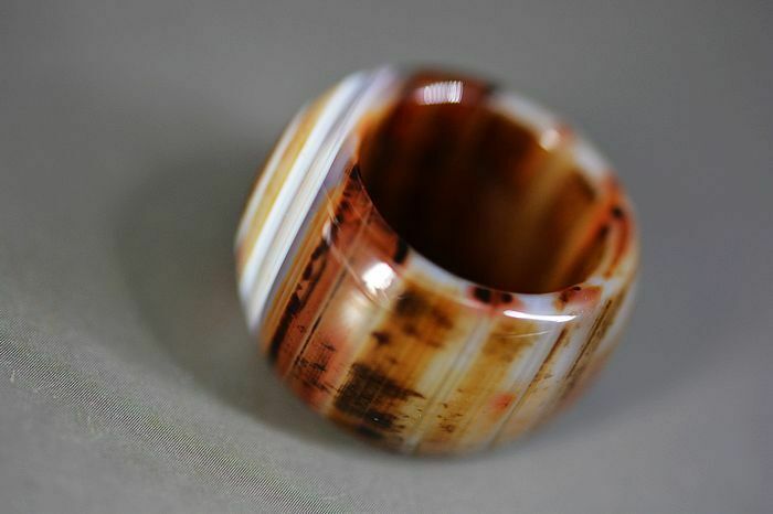 Treasure Tibetan pure Natural Agate Dzi Sky Eyes Ring Z8