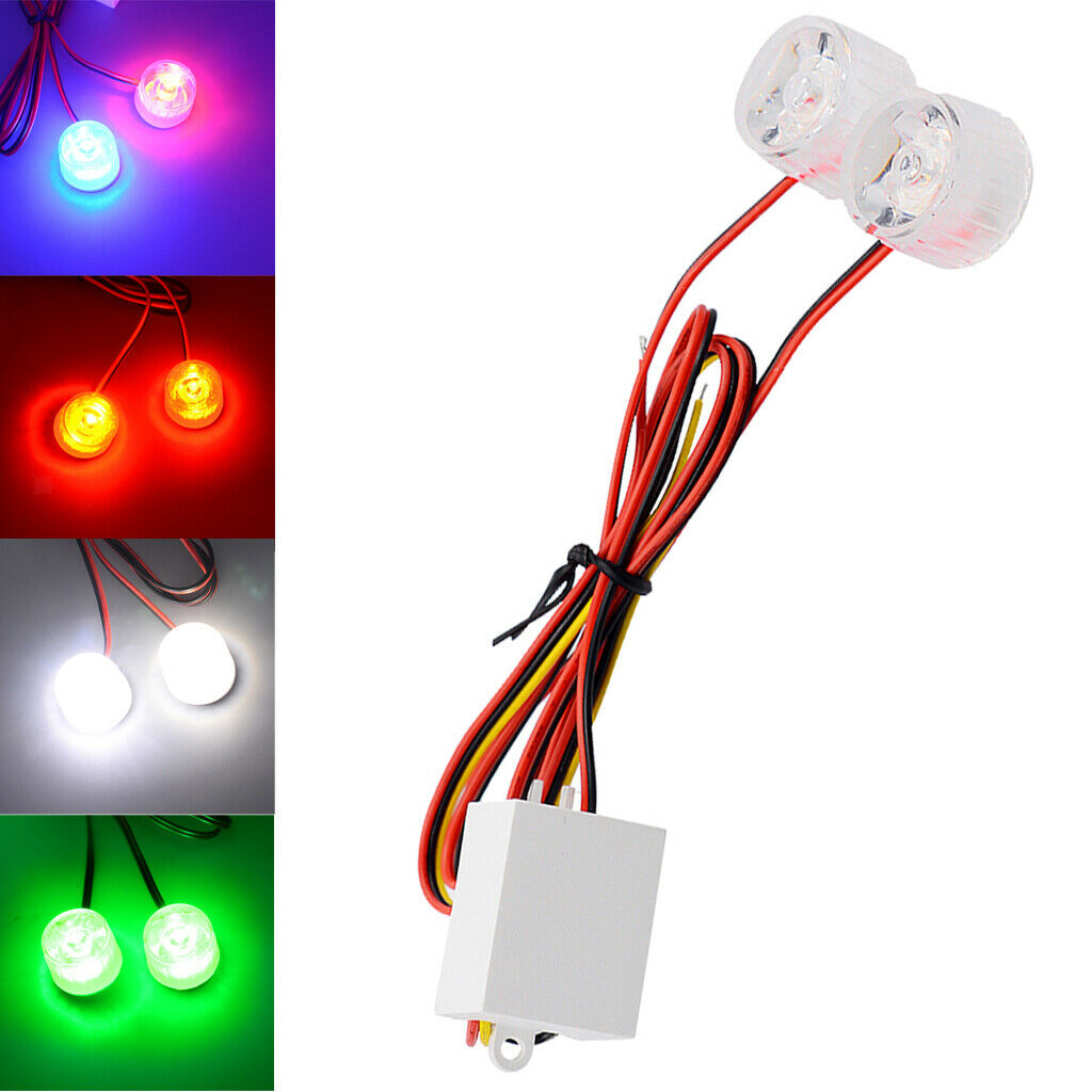 2 Pieces Car Auto Truck ATV Flashing Emergency LED Strobe Lights RED BLUE