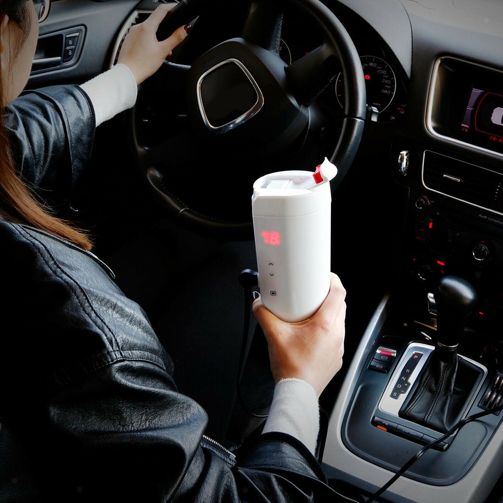 Car Travel Heating Mug Intelligent Coffee Cup Kettle Tumbler Stainless Steel