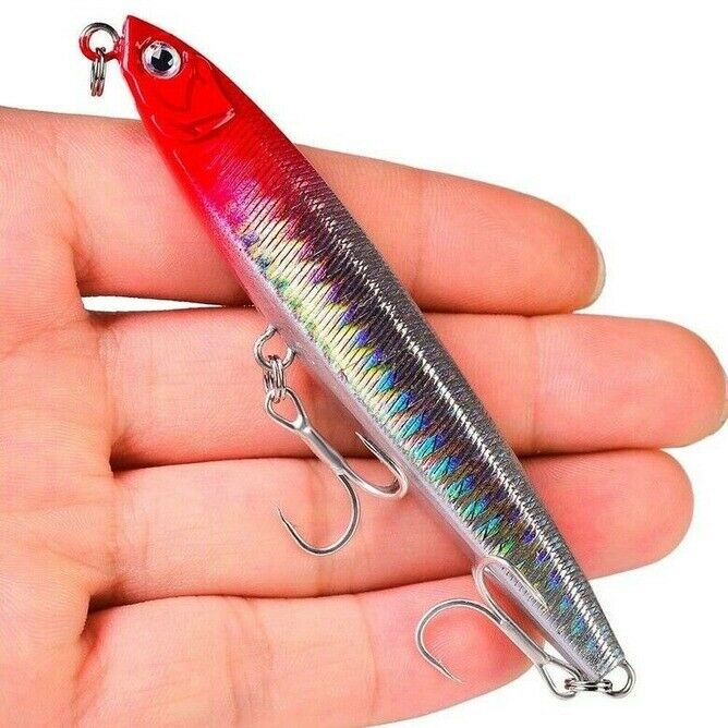 7x 15cm/18g Pencil Sinking Casting Fishing Lures ABS Bait Swimbait Groove Hook
