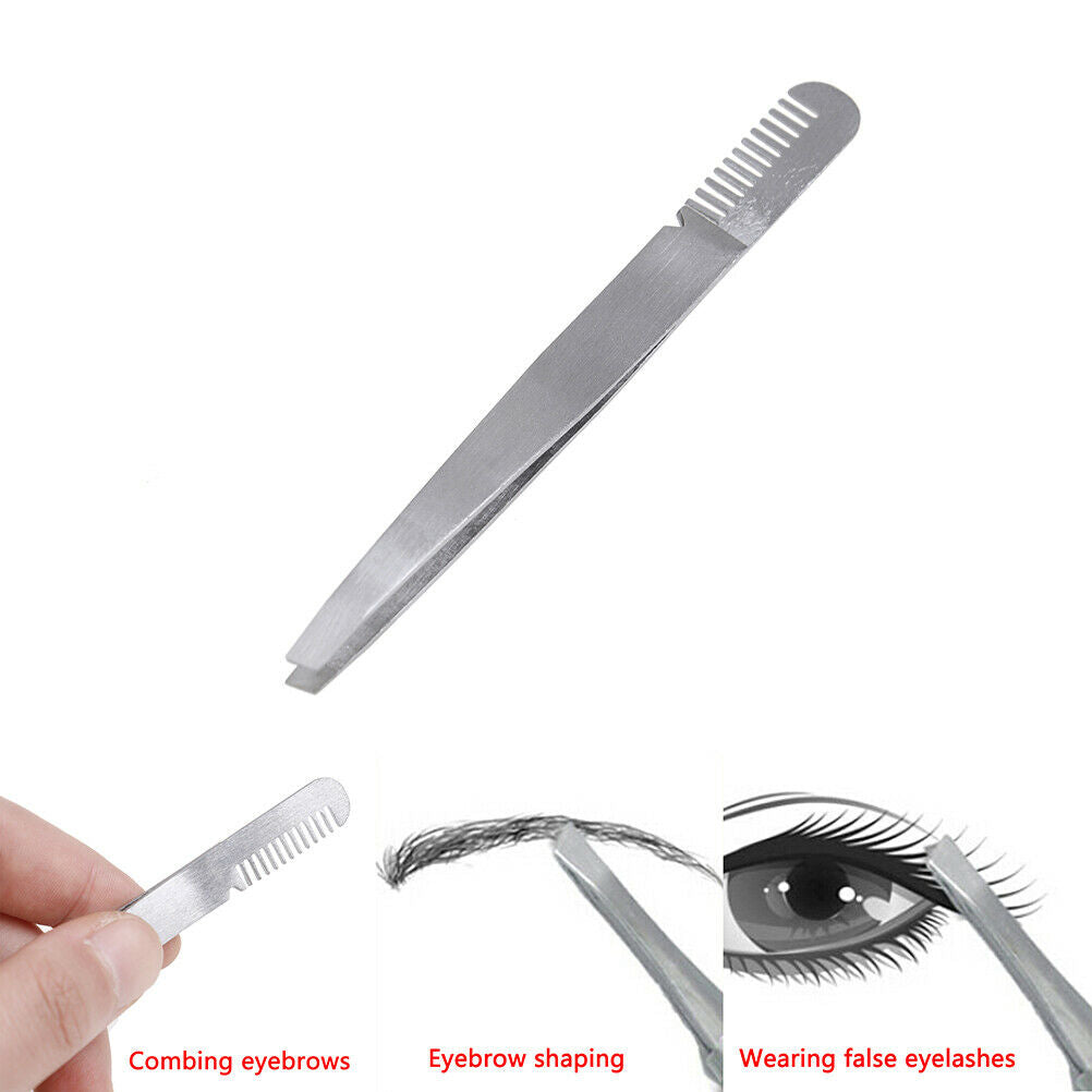1Pc Stainless Steel Extension Eyebrow Tweezer Eyebrow Comb Makeup Cosmeti.l8