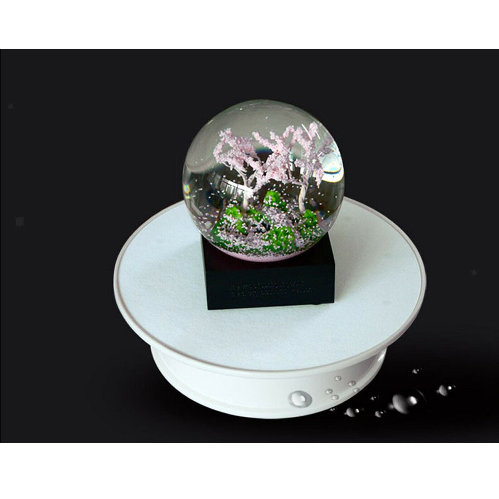Electric Display Stand Adjustable Speed Turntable USB Charging White-Suede