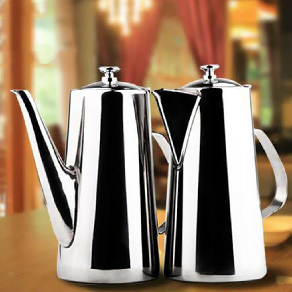 2L Stainless Steel Tea pot Coffee Kitchen Flip Lid Handle Teapot Jug #1