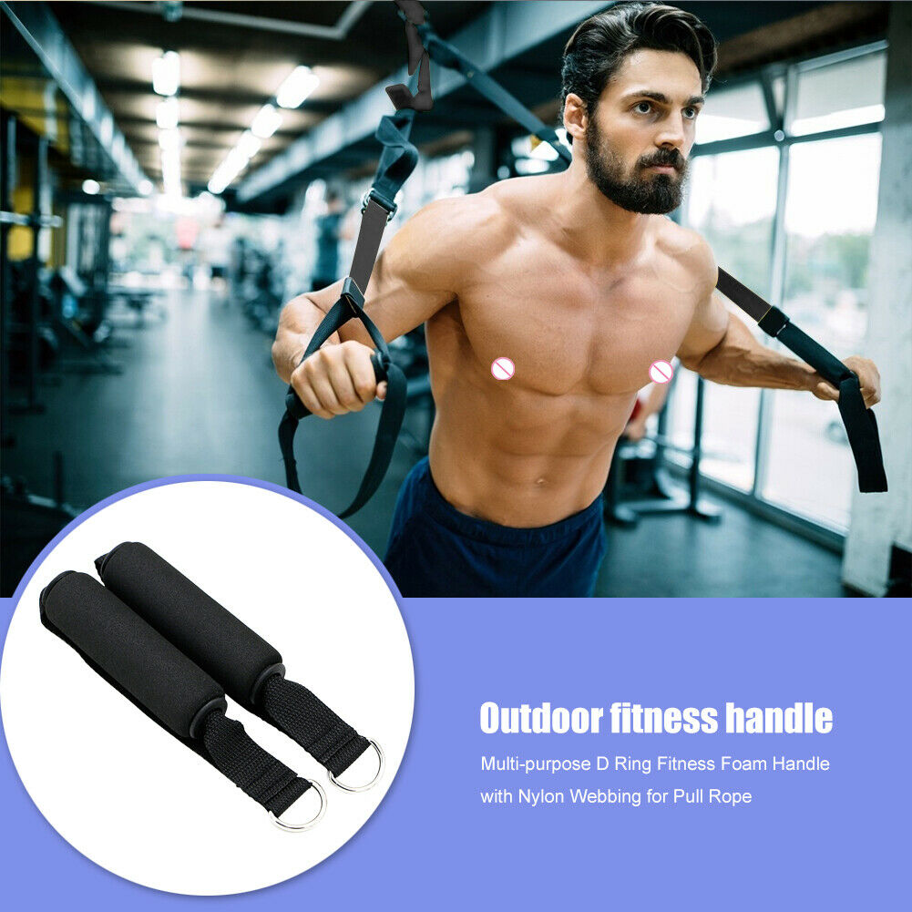 Multi-purpose D Ring Fitness Foam Handle with Nylon Webbing for Pull Rope @