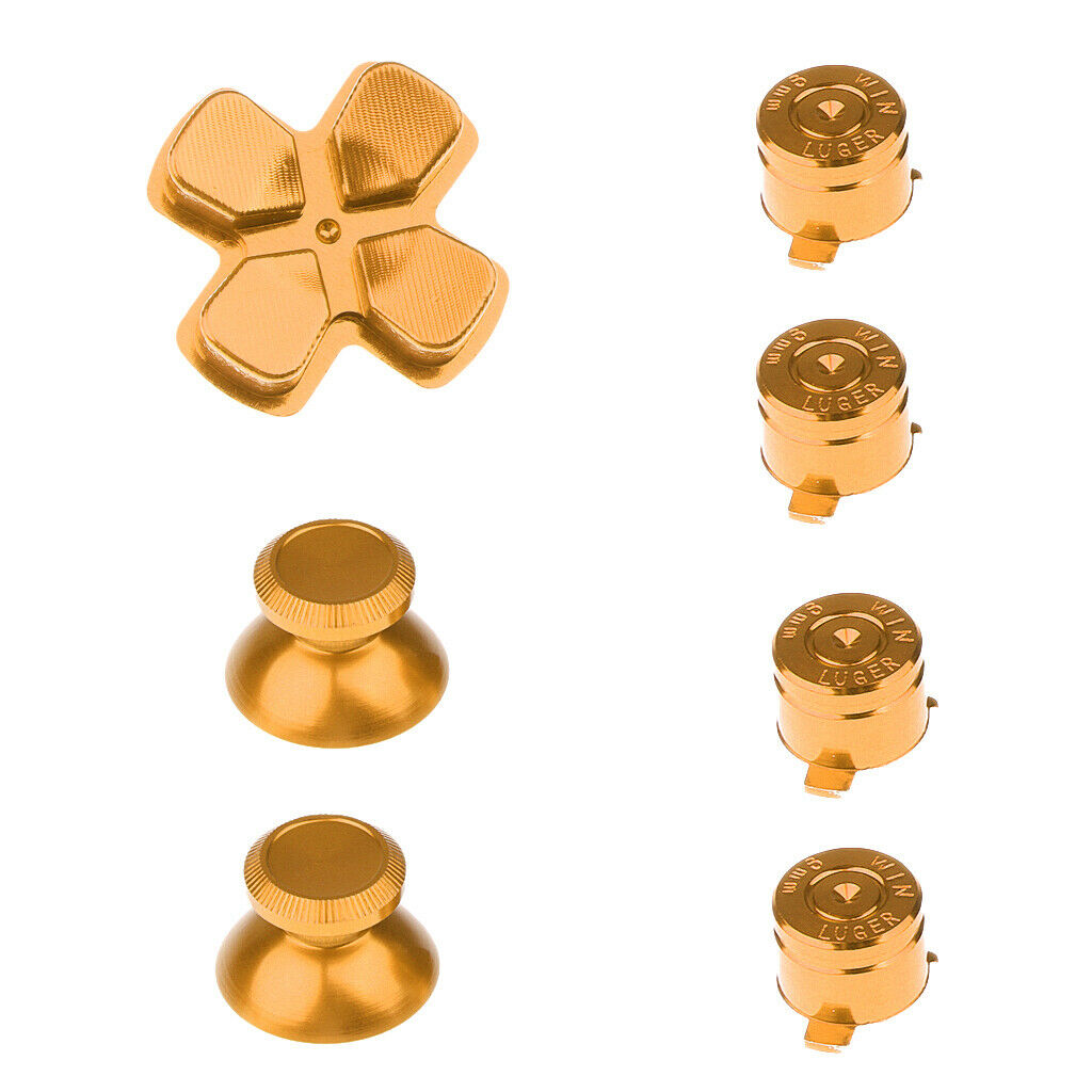 Metal Bullet Buttons Thumbsticks Thumb Grip and Chrome D-pad ABXY Buttons