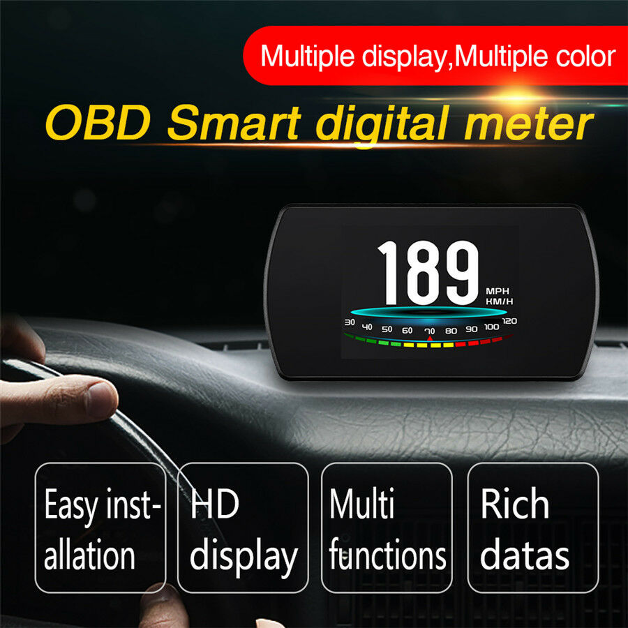 Multi-function LCD Smart Display Car Computer OBD Hud Real Time Monitor Alarm