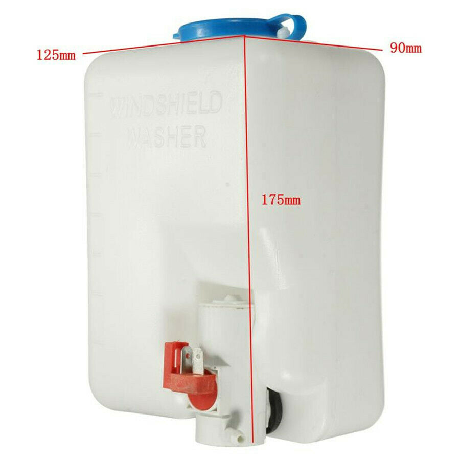 Universal Car Windshield Washer Reservoir Pump Bottle Kit w/ Hose Jets  12V 1.8L