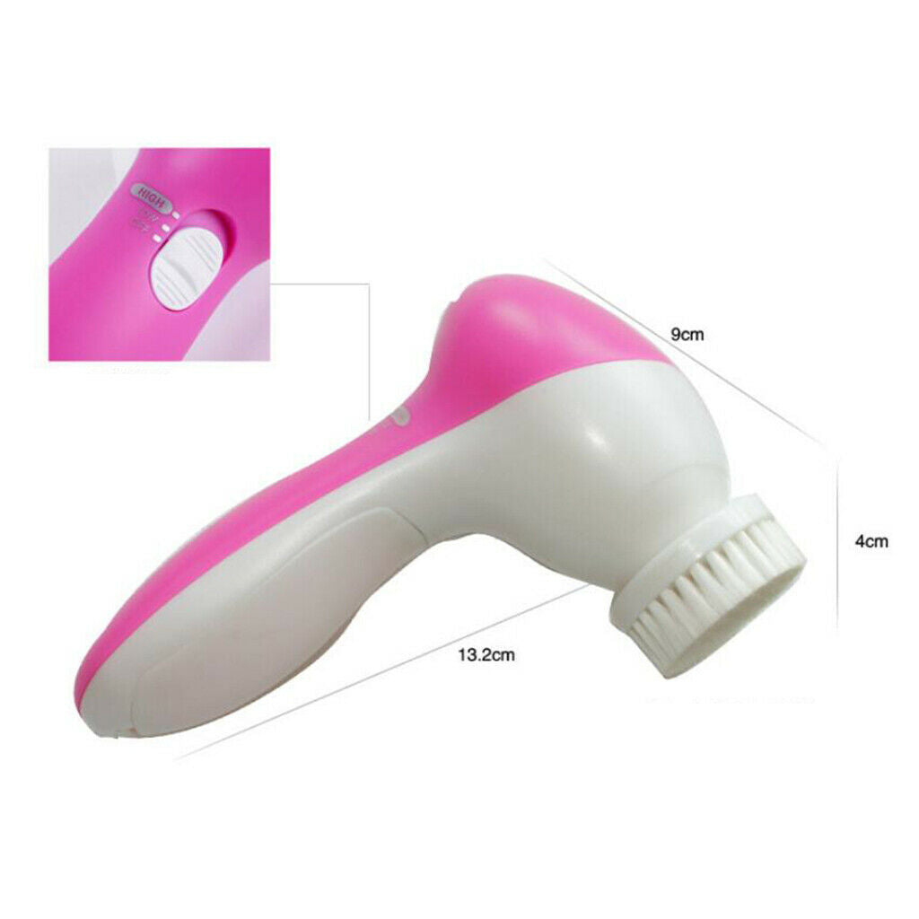 5-in-1  Electric Waterproof Facial & Body Cleansing Brush Kit with Handle and 4