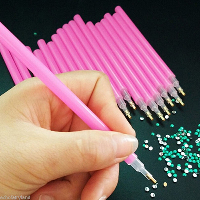 5 Pieces Pink Nail Art Rhinestone Gems Picker Dotting Pen Manicure Tips Tools