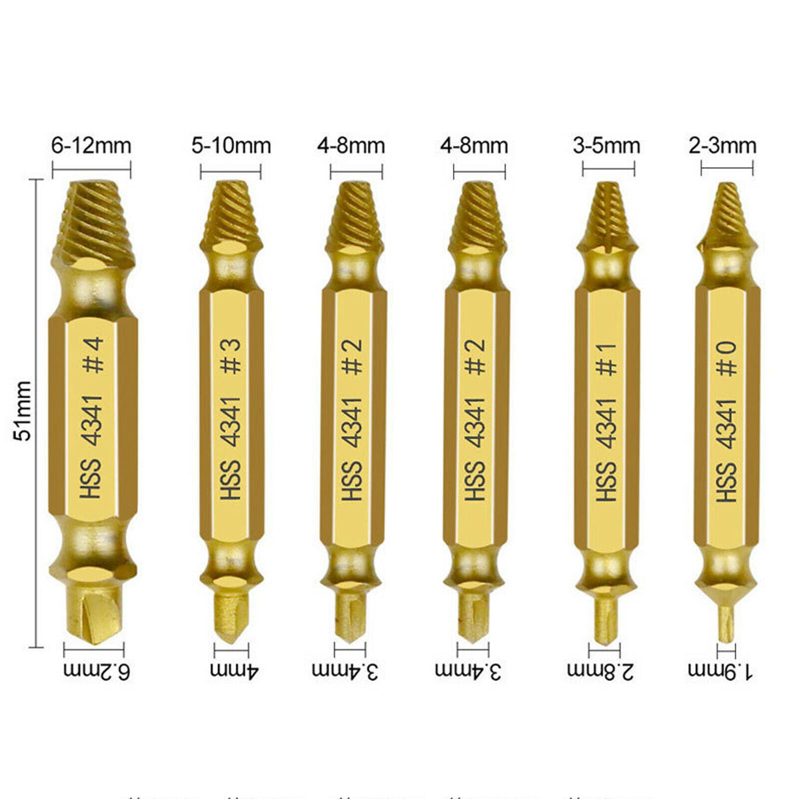 6Pcs Damaged Screws Extractor Drill Bits Set Tool Broken Bolt Remover Speed Out