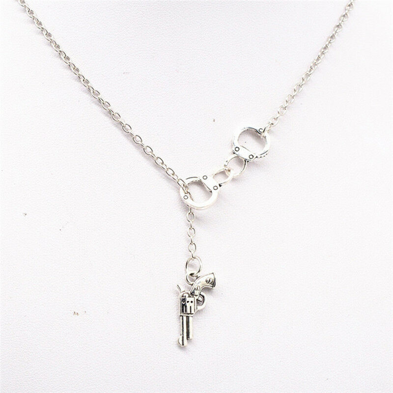 Stylish 1Pcs Handcuff and Gun Lariat Necklace Pendant Necklace .l8