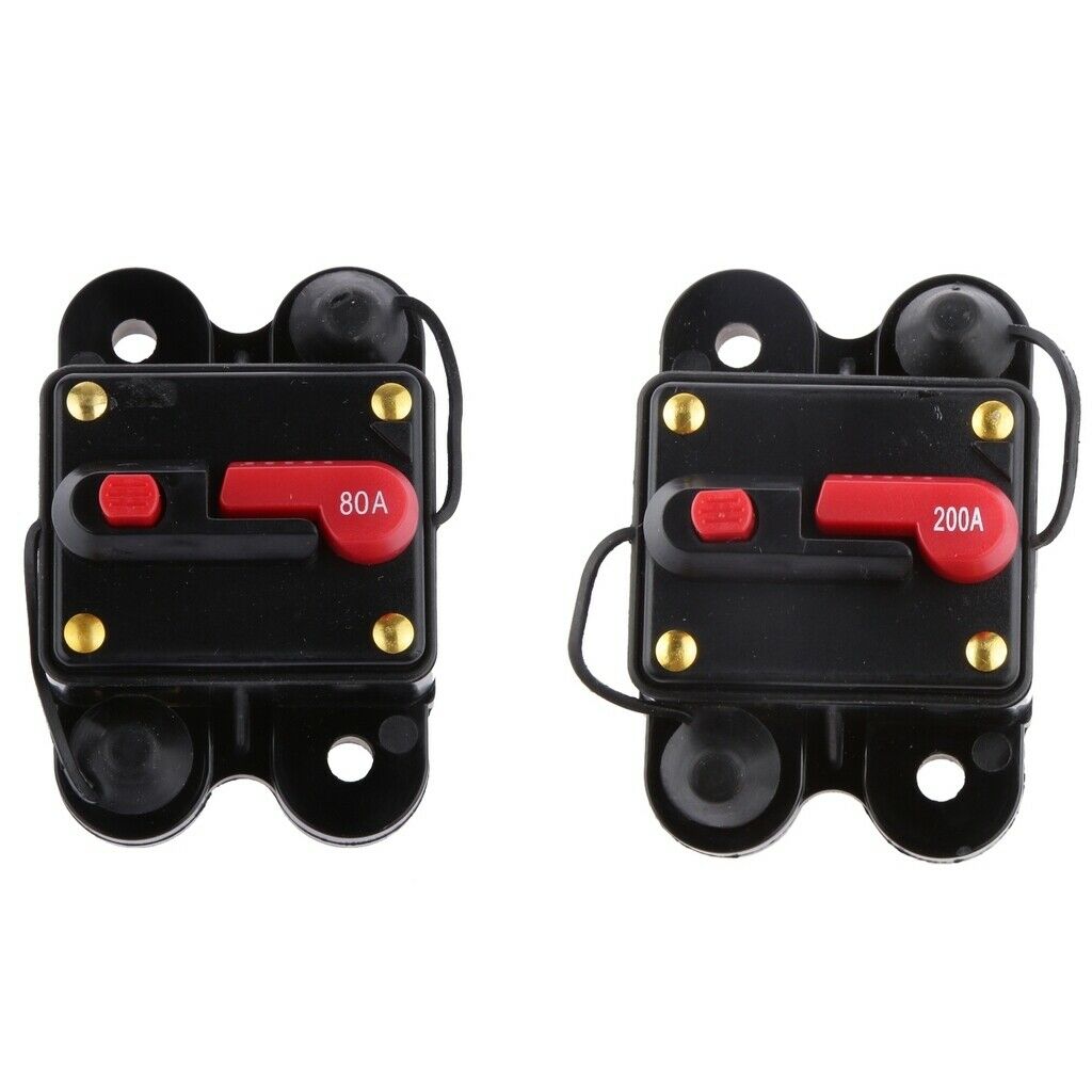 2 Pack 12V-24V Inline Auto Waterproof Circuit Breaker, 80A + 200A AMP Manual