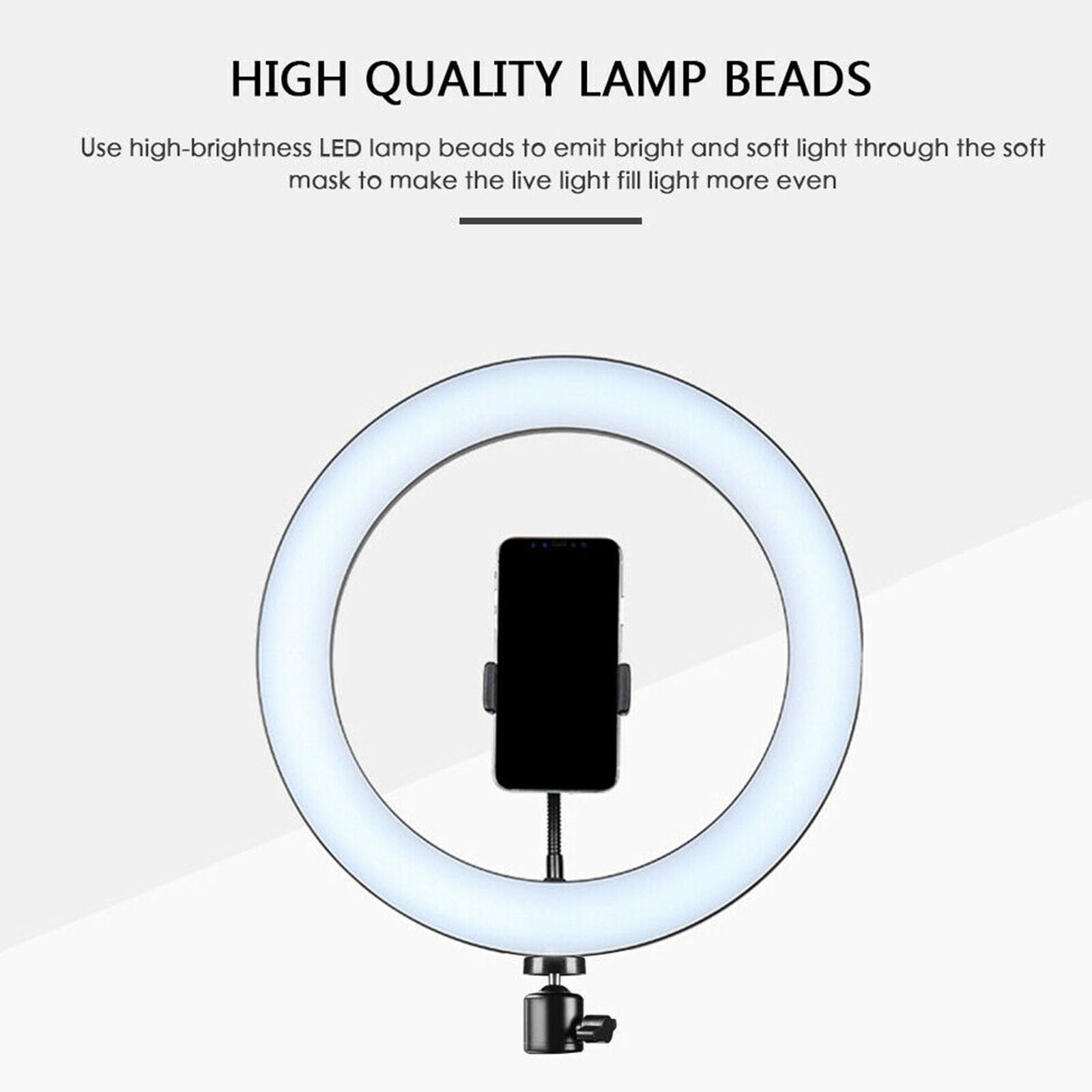 Dimmable 5500K LED Camera Ring Fill Light Photo Phone Video Selfie Annular Lamp