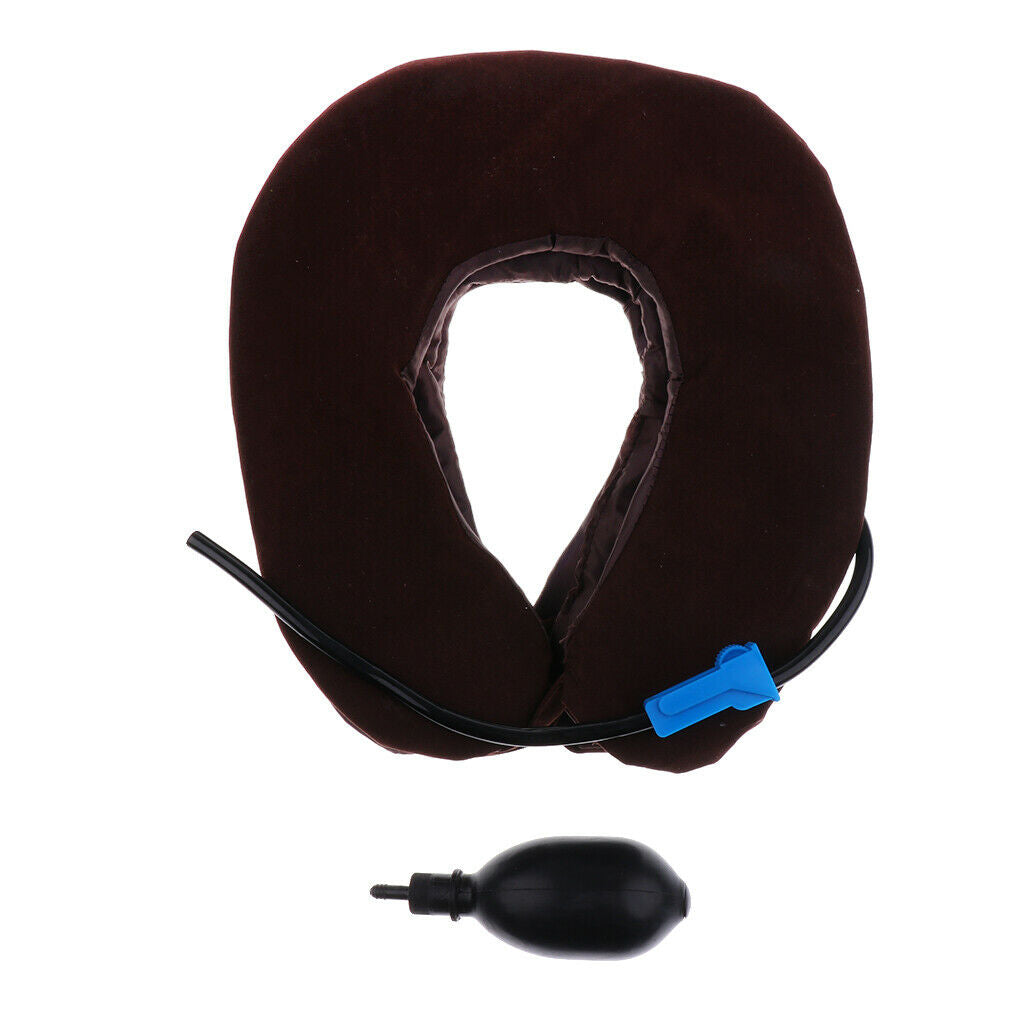 Soft 3-layer Air Inflatable Pillow Brace Neck Traction Head Neck Support