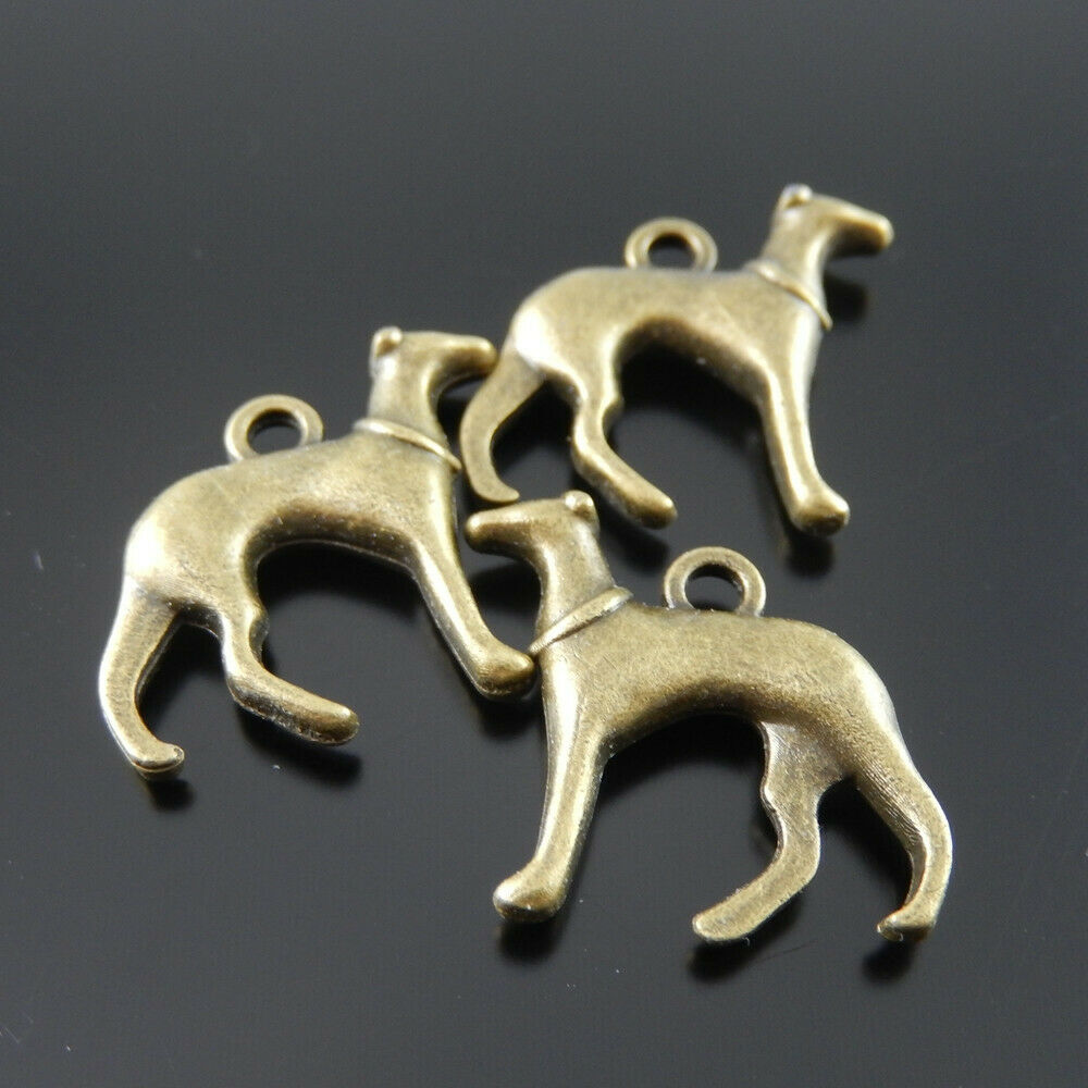 10 PCS Retro Bronze Pet Dog Charm Animal Alloy Pendant Jewelry Crafting 23x19mm