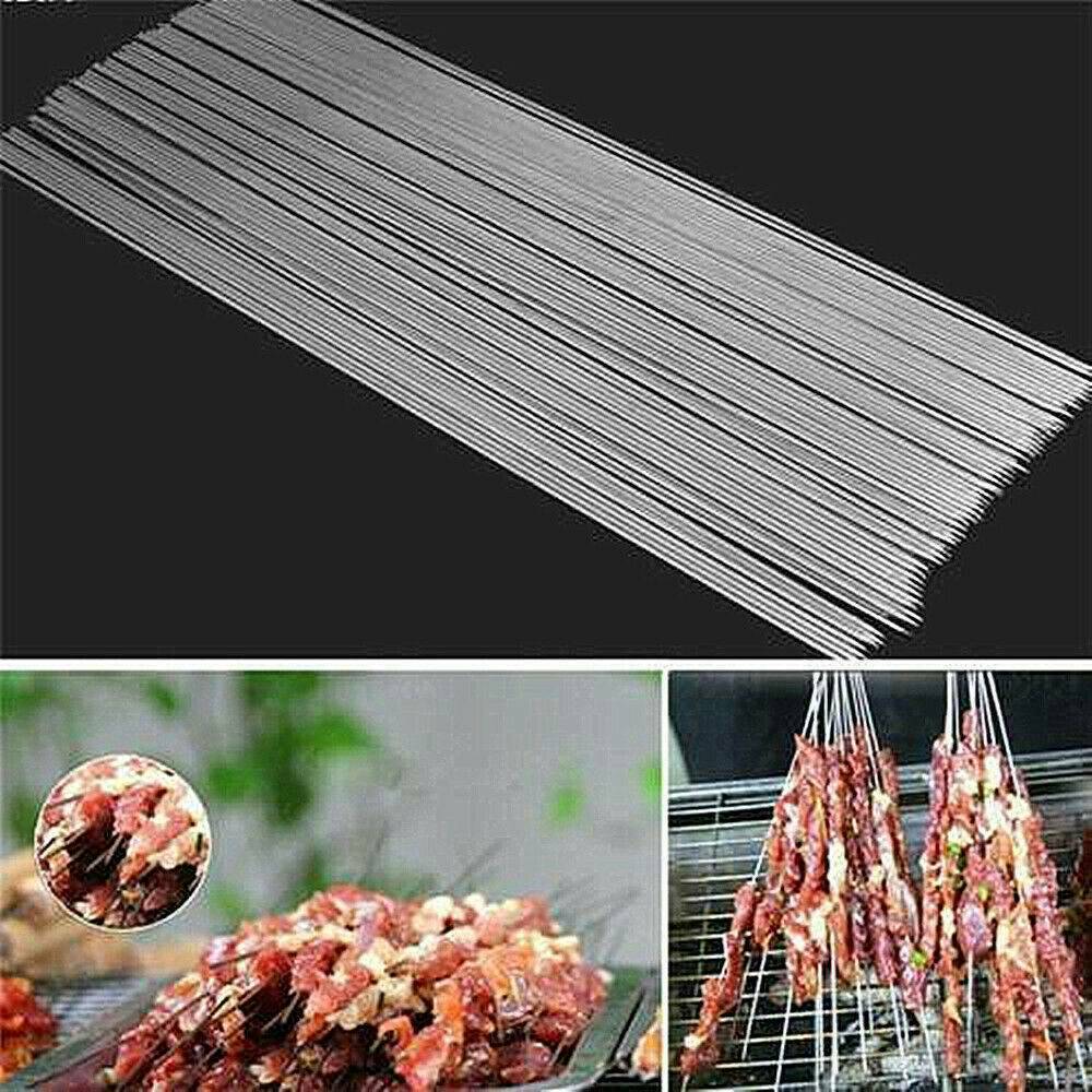 10pcs 14" Stainless Steel Camping Barbecue BBQ Skewers Needle Kebab Kabob Sticks