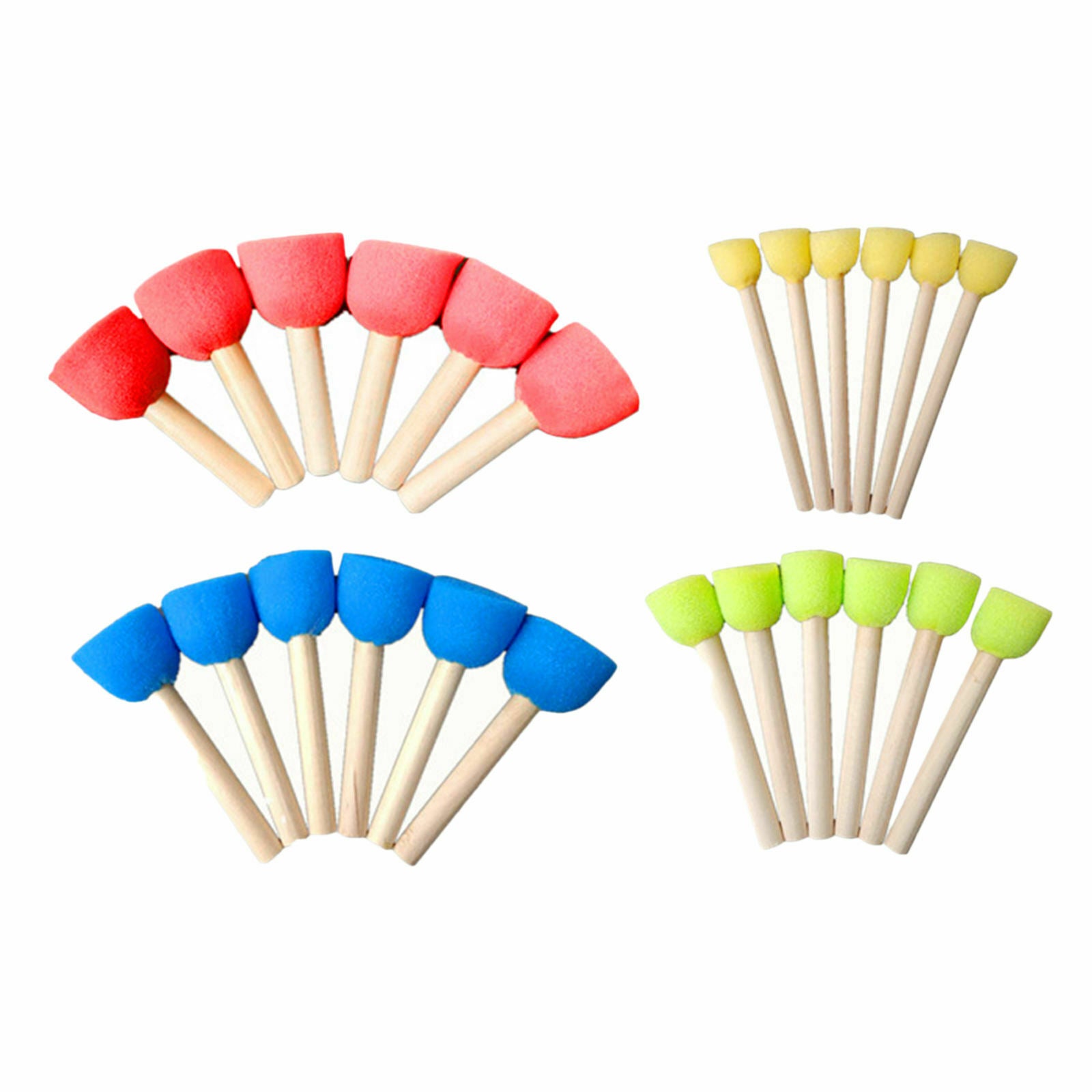 24 Pieces Round Sponges Brush Set Painting Stippler Assorted Size for Kids
