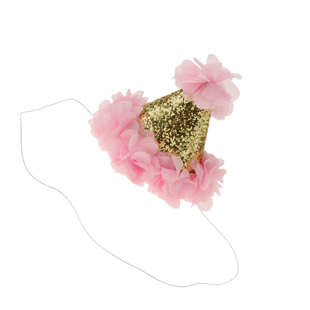 Sweet Girls Flower Sequin   Birthday Hat Toddler Headwear  Pink
