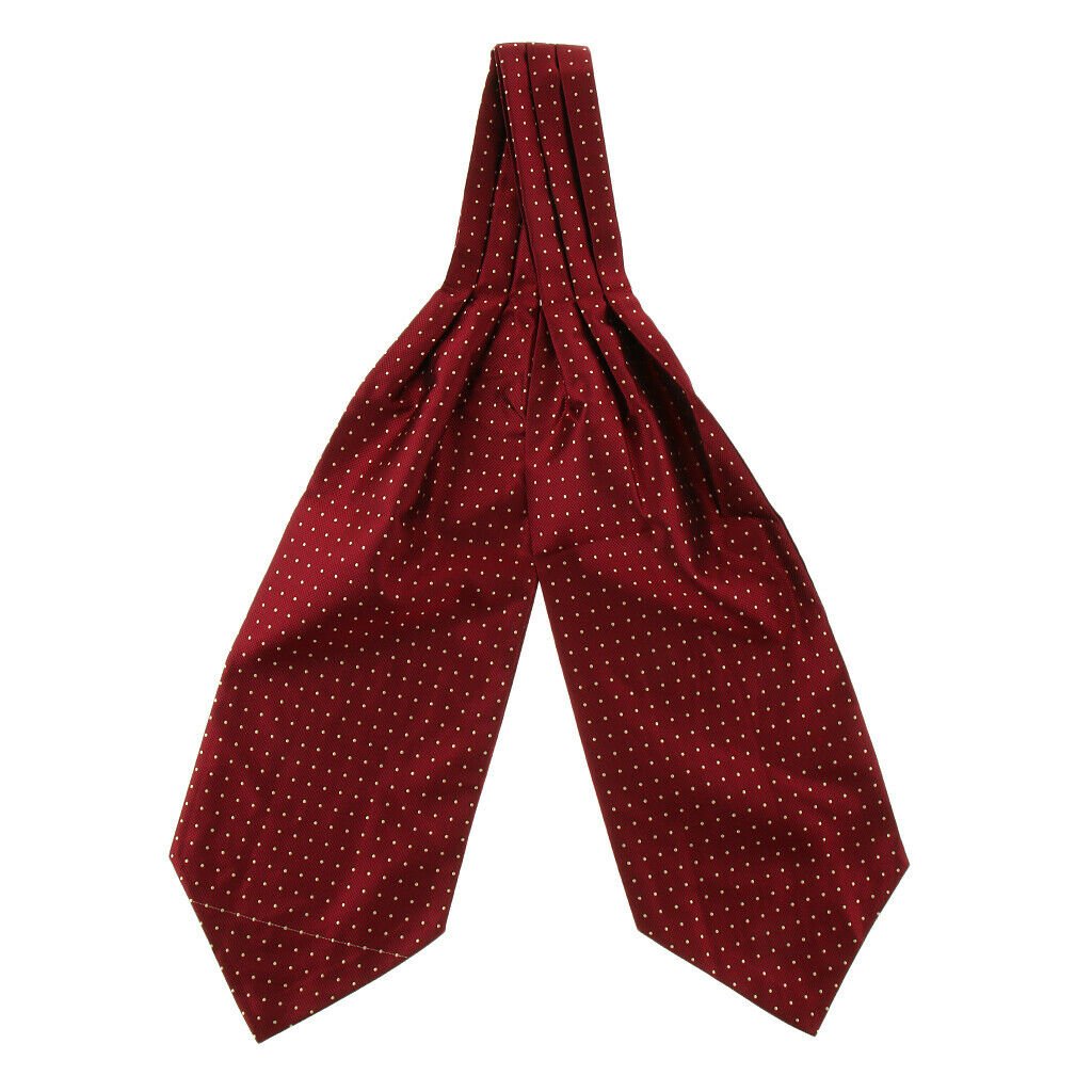 2x Silk Fashion Men's Dots Cravat Ties Jacquard Woven Formal Ascot Gifts