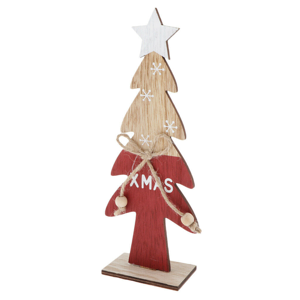 Red Wooden Christmas Tree Desktop Ornaments Table Decors Party Ornaments