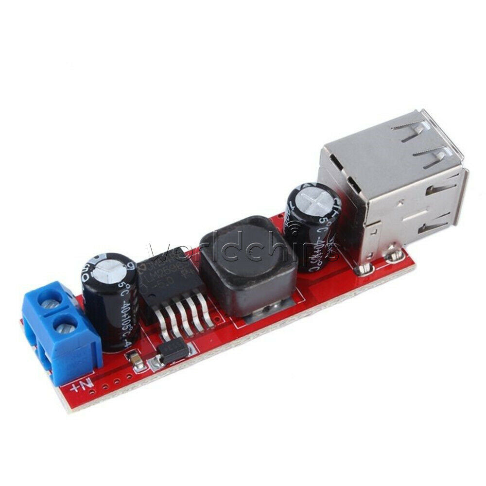 2PCS DC-DC 6V-40V to 5V 3A  LM2596 Dual USB Charger Step down Converter Module