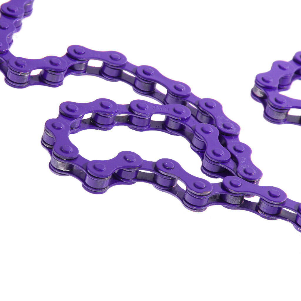 Pack of 2, Single Speed Bicycle Chains - 1/2 x 1/8 Inch, 96 Links, Purple &