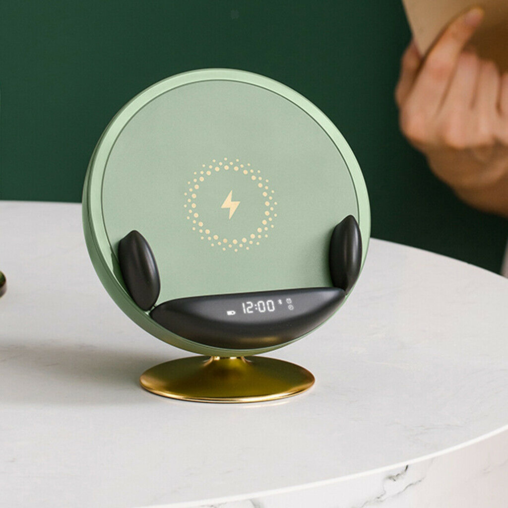 Alarm Clock Bluetooth Speaker Desktop Wireless Bedroom Charger Phone Bracket