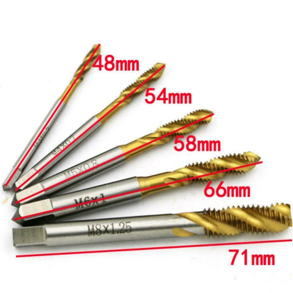 5 Pieces 6542 High Speed Metal M3 M4 M5 M6 M8 Hand Screw Thread Tap Set