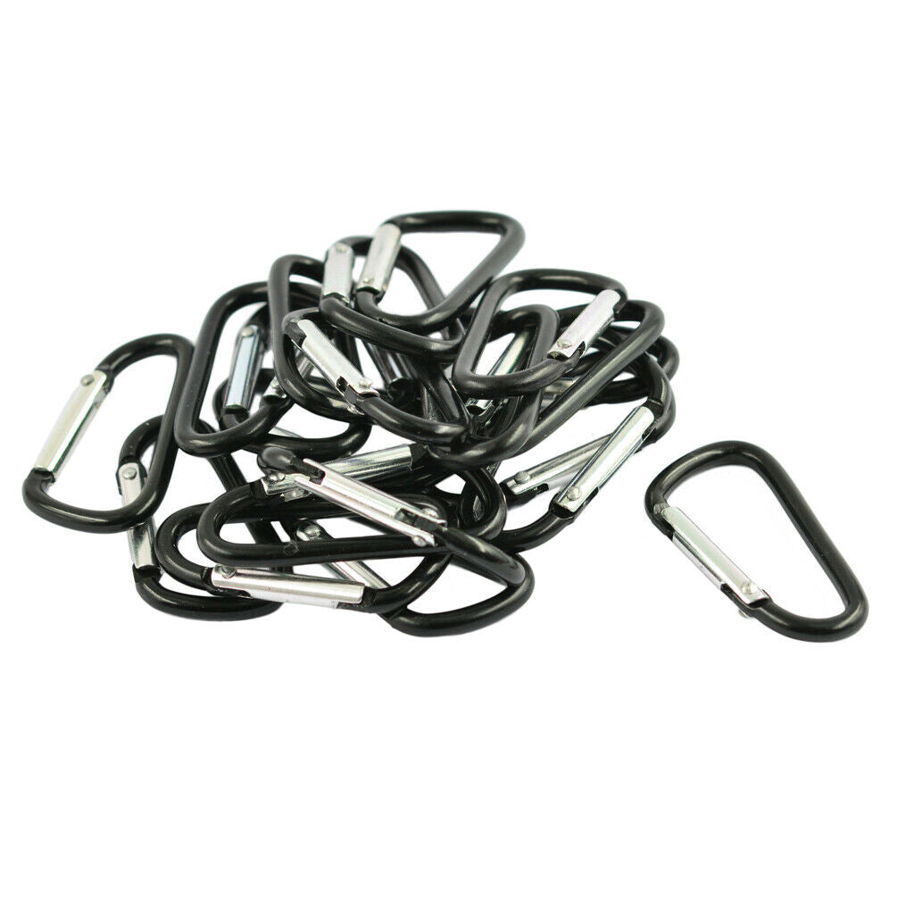 20x Mini Climbing Carabiner Buckle Snap Spring Clip Hook Keychain Black