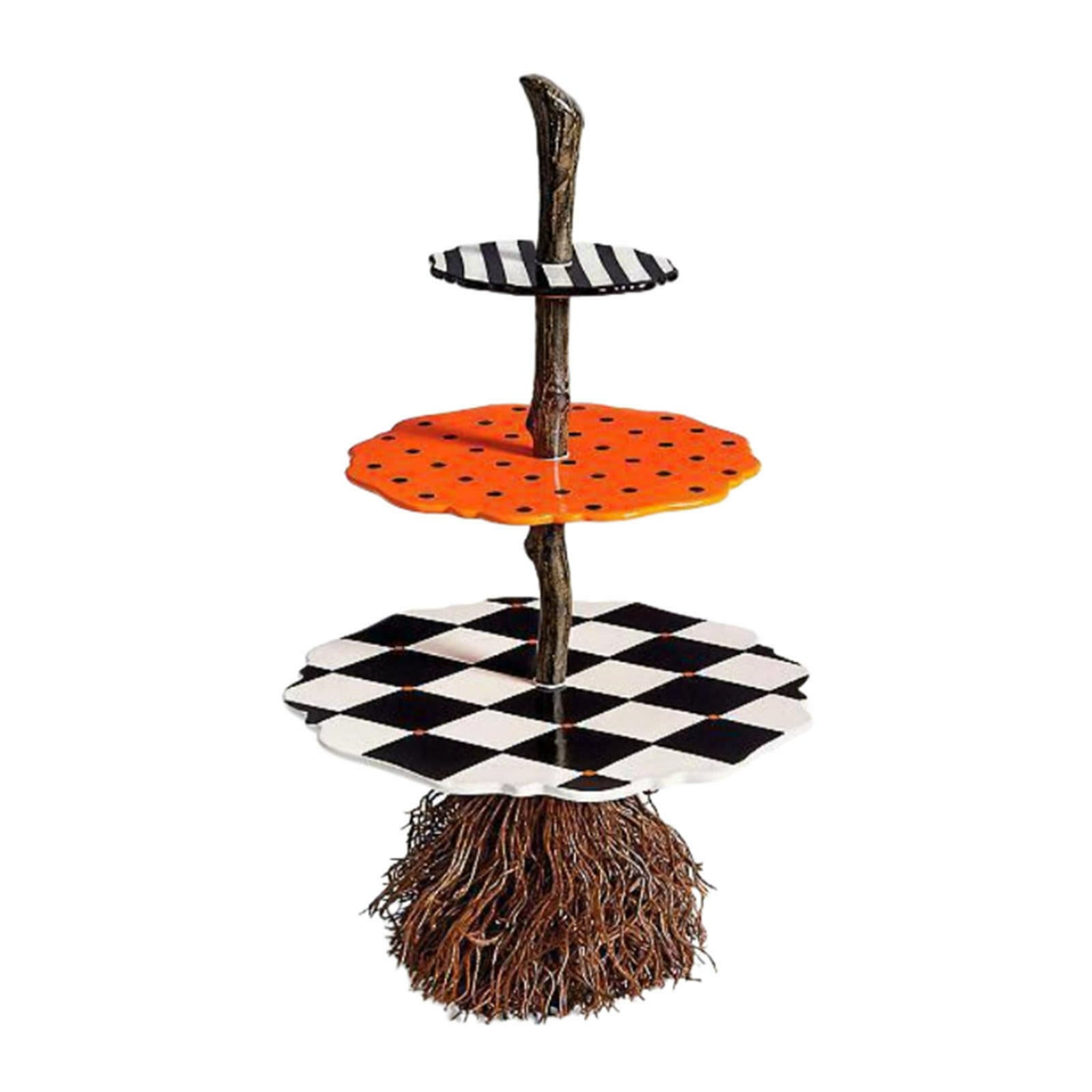 Halloween Broomstick Server Plates Cute Snack Stand Cakes Fruit Desserts Candy