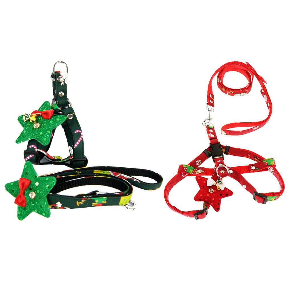 Christmas Dog Traction Pet Triangle Chest Strap Set Outdoor Walking Red