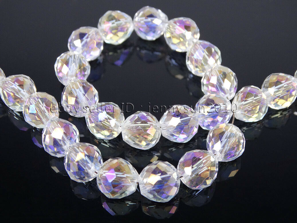 Czech Crystal Faceted 8mm Round Strawberry Spacer Loose Beads Strand Clear AB