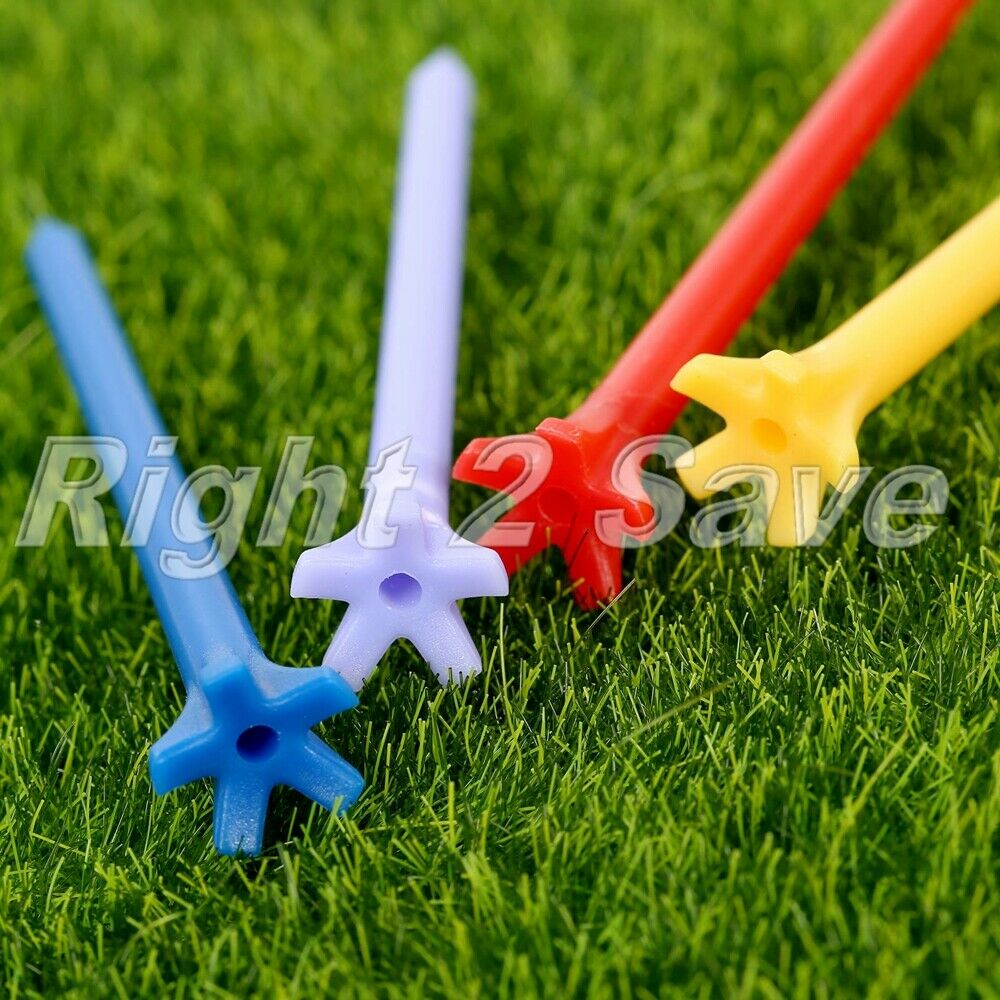 100Pcs 70mm Zero Friction 5 Prong Assorted Color Plastic Golf Tees Tool Practice