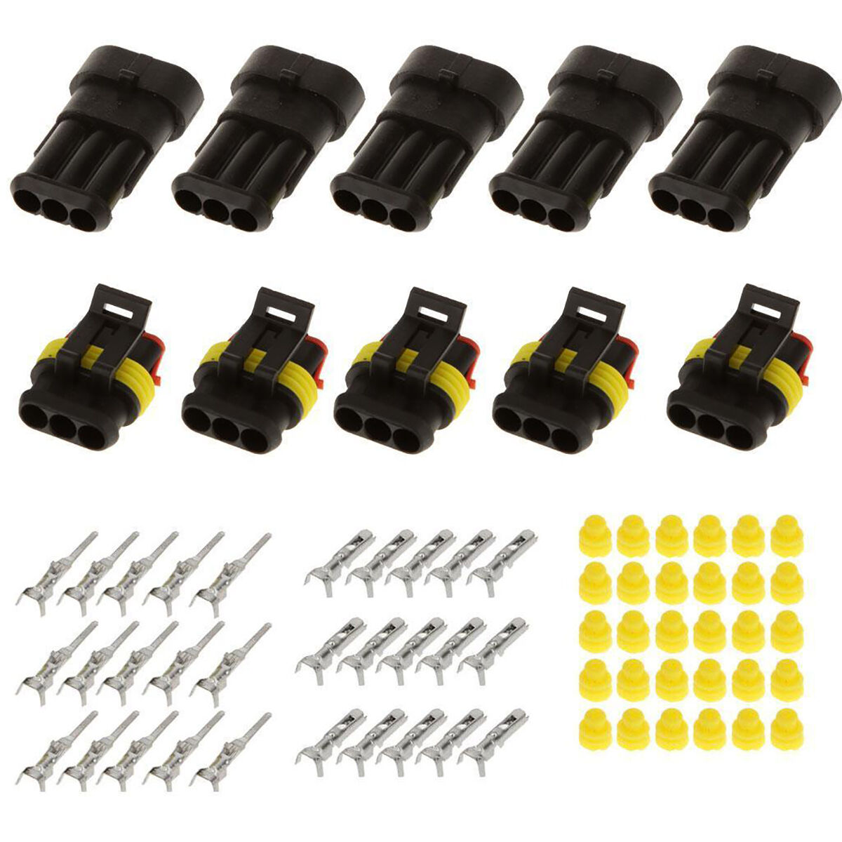 Universal 15Kits 2 3 4 Pins Way Sealed Waterproof Electrical Wire Connector Plug