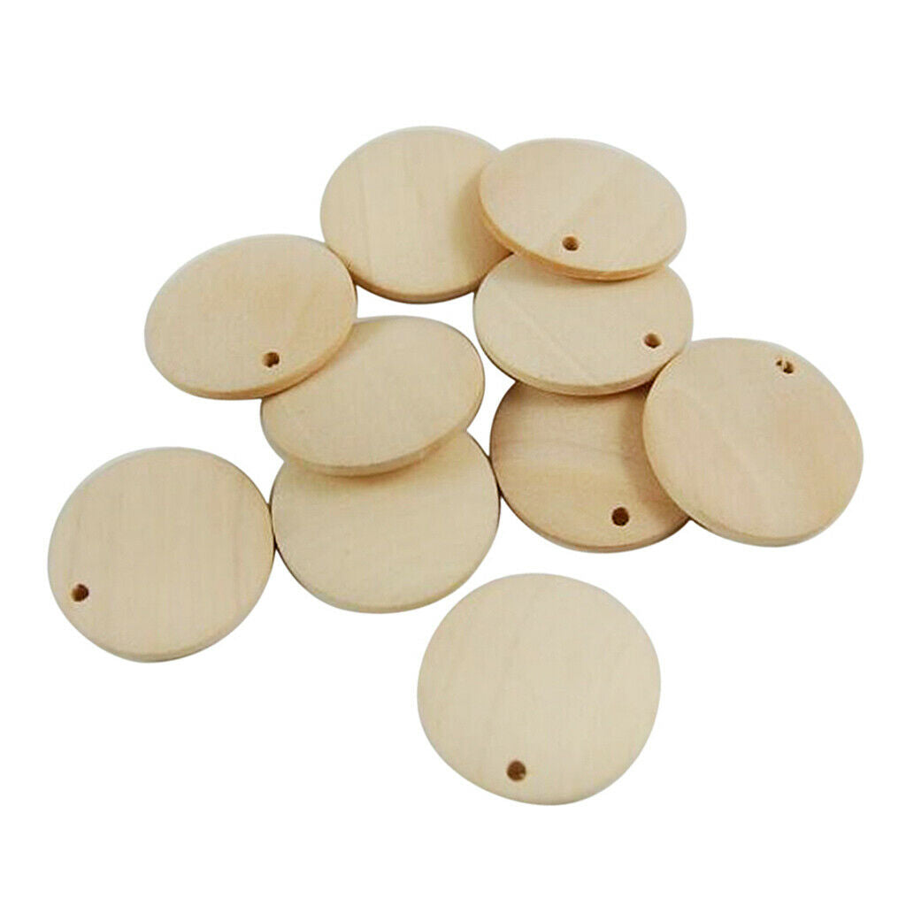 Lot of 200, Round Wood Disc Pieces Set Decoration Bauble 15mm & 20mm in Dia