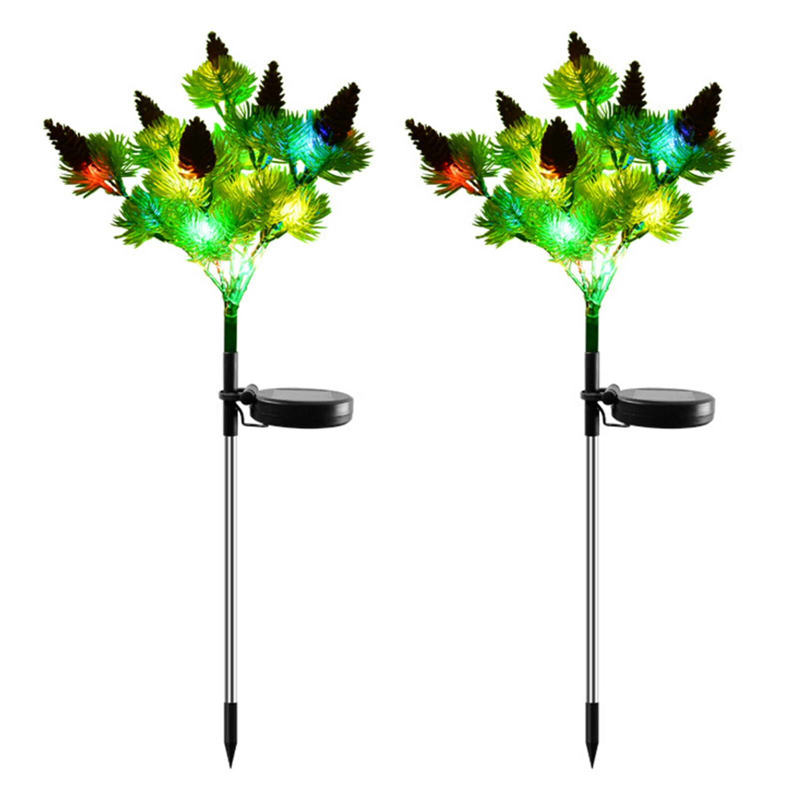 Solar Garden Stake Lights Tree Pine Cone Christmas Landscape Accent LED Path