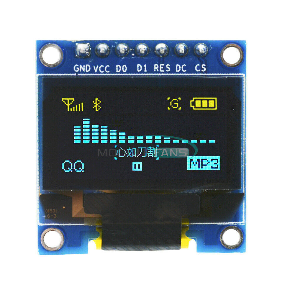 0.96" 128X64 OLED LCD LED SPI Serial Display Module blue yellow for Arduino 3-5V